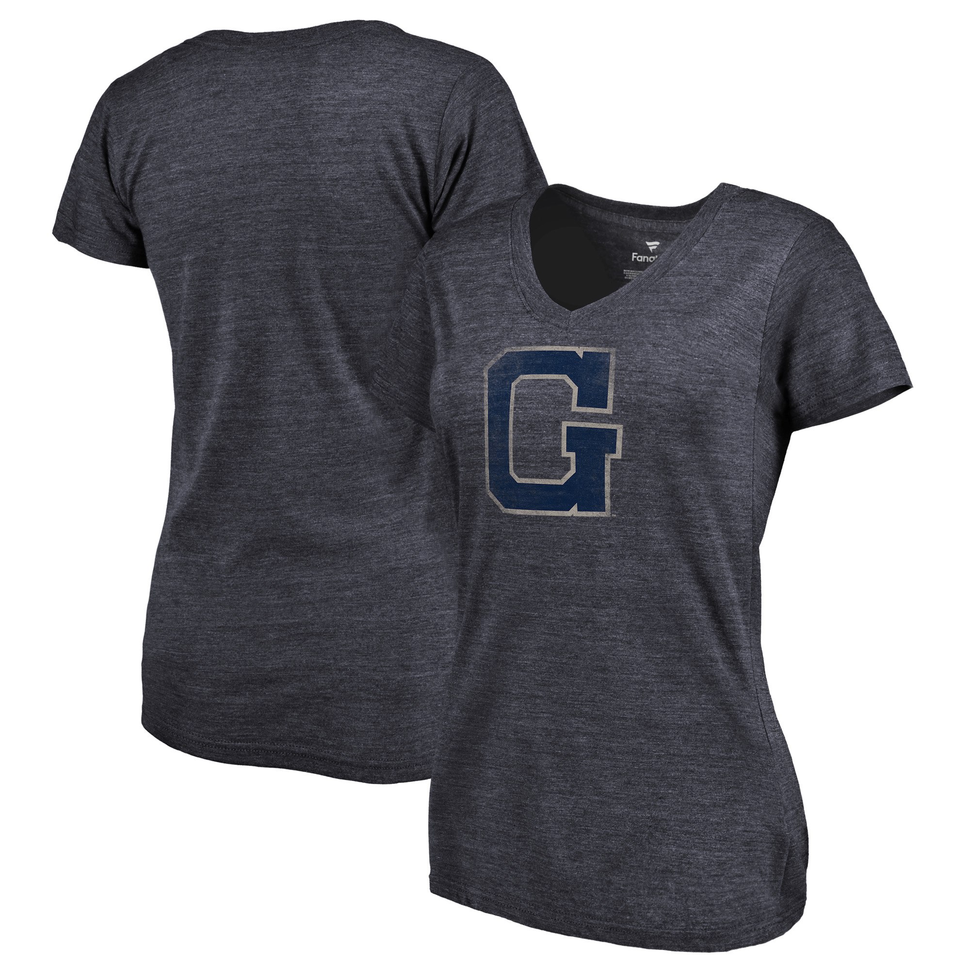 2020 NCAA Fanatics Branded Georgetown Hoyas Women Navy College Vault Primary Logo TriBlend VNeck TShirt